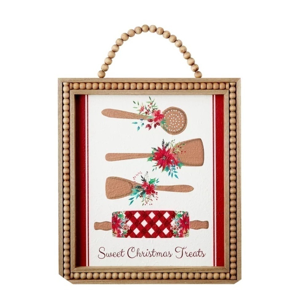 🌸 New The Pioneer Woman Christmas/Holiday Red Gingham Rolling Pin Sign - Picture 4 of 6